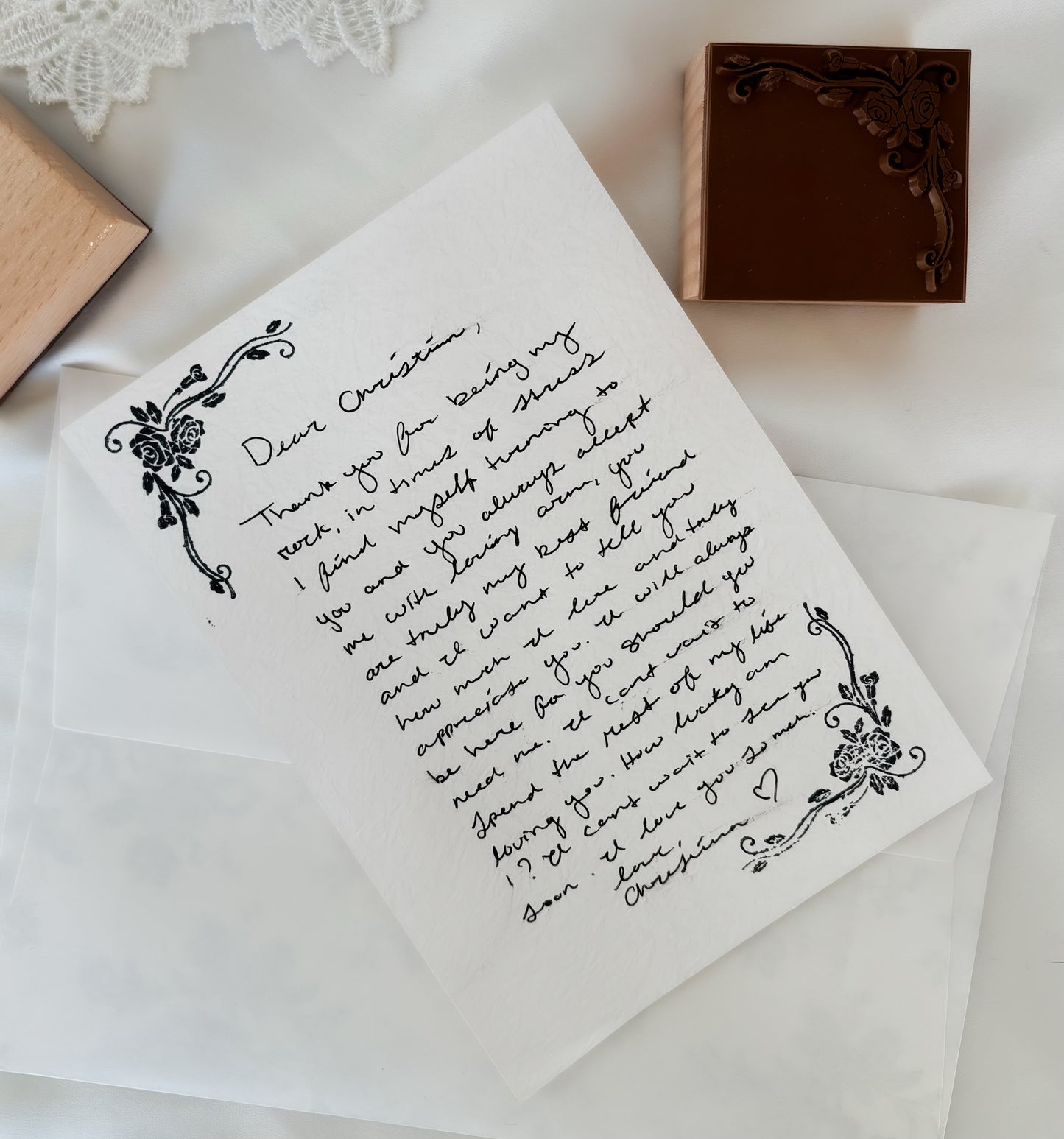 Rose Corner Love Letter Stamp